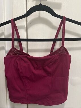 Garage Burgundy Lace-Trim Cami Tank
